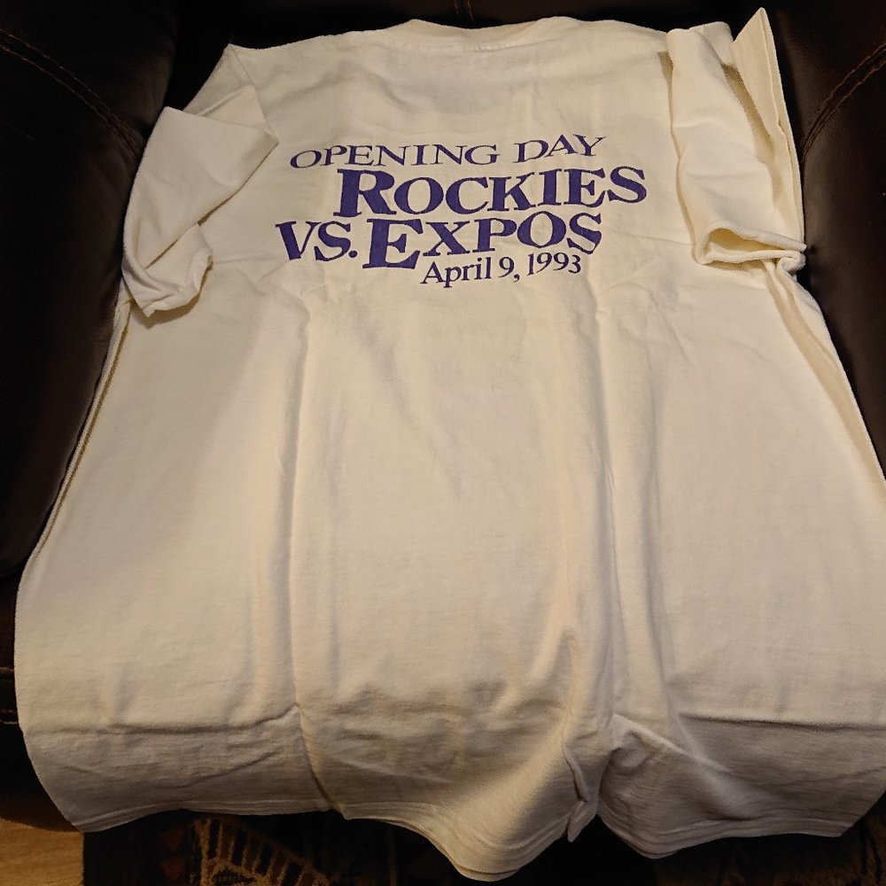 Opening Day super supreme ultra rare Colorado Rockies white L t shirt